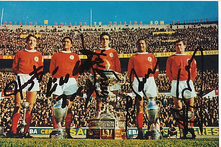 Benfica Lissabon 1965  Eusebio,Jose Torres,Coluna,Antonio Simoes,Jose Augusto  Fußball Foto original signiert 