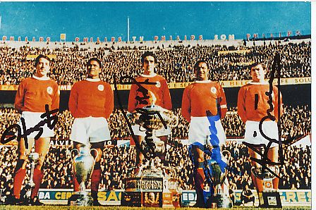 Benfica Lissabon 1965  Jose Torres,Coluna,Antonio Simoes,Jose Augusto  Fußball Foto original signiert 