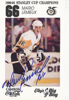 Mario Lemieux   Pittsburgh Penguins   Eishockey Autogrammkarte  original signiert 