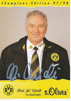Alfred „Aki“ Schmidt † 2016  BVB Borussia Dortmund  Fußball Autogrammkarte original signiert 