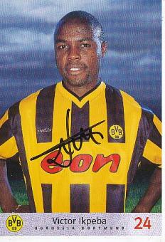 Victor Ikpeba   2000/2001  BVB Borussia Dortmund  Fußball Autogrammkarte original signiert 