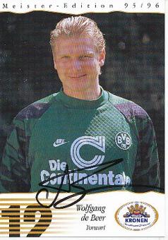 Wolfgang de Beer 1995/1996 Meister Edition  BVB Borussia Dortmund  Fußball Autogrammkarte original signiert 
