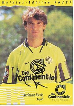 Karlheinz Riedle   1996/1997  Meister Edition  BVB Borussia Dortmund  Fußball Autogrammkarte original signiert 