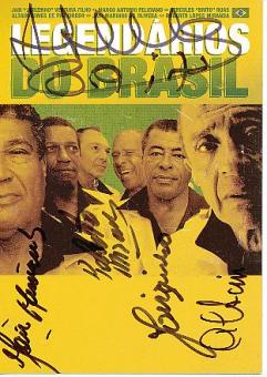 Legendarios Do Brasil 6 x  Weltmeister aus Brasilien  Fußball Autogrammkarte  original signiert 