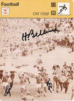 Hilderaldo Bellini † 2014 & Mario Zagallo & Zito † 2015 Brasilien Weltmeister WM 1958  Fußball Autogrammkarte  original signiert 