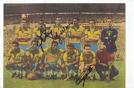 Hilderaldo Bellini † 2014 & Mario Zagallo &  Zito † 2015  Brasilien Weltmeister WM 1958   Fußball Autogramm Foto original signiert 