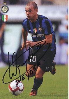 Wesley Sneijder   Inter Mailand   Fußball Autogrammkarte original signiert 