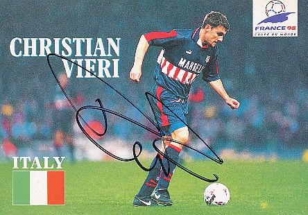 Christian Vieri  Italien WM 1998 Fußball Autogrammkarte original signiert 