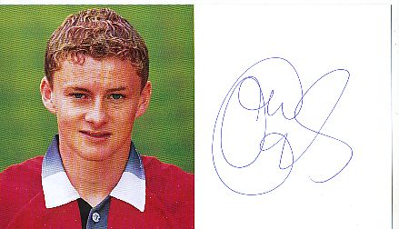 Ole Gunnar Solskaer   Manchester United   Fußball Autogrammkarte original signiert 