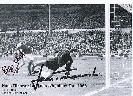Roger Hunt † 2021 England Weltmeister WM 1966 & Hans Tilkowski  DFB  Fußball Autogrammkarte original signiert 