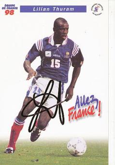 Lilian Thuram  Frankreich  Weltmeister WM 1998  Fußball Autogrammkarte original signiert 