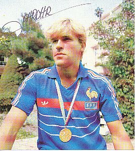 Jean Philippe Rohr  Frankreich Gold Olympia 1984  Fußball Autogrammkarte original signiert 