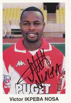 Victor Ikpeba   AS Monaco  Fußball Autogrammkarte original signiert 