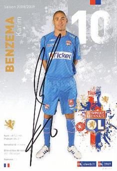 Karim Benzema  Olympique Lyon  Fußball Autogrammkarte original signiert 