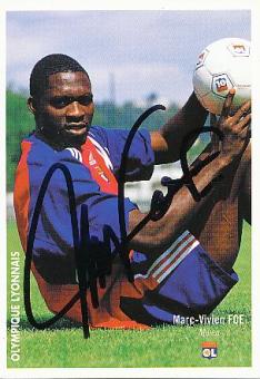Marc Vivien Foe † 2003  Olympique Lyon  Fußball Autogrammkarte original signiert 