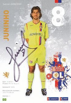 Juninho  Olympique Lyon  Fußball Autogrammkarte original signiert 
