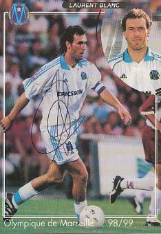 Laurent Blanc  Olympique Marseille  Fußball Autogrammkarte original signiert 