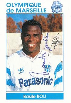 Basile Boli   Olympique Marseille  Fußball Autogrammkarte original signiert 