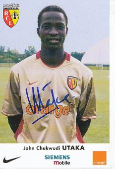 John Chukwudi Utaka  RC Lens  Fußball Autogrammkarte original signiert 
