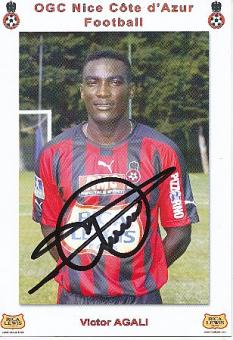 Victor Agali  OGC Nizza  Fußball Autogrammkarte original signiert 