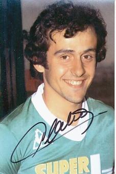 Michel Platini  AS Saint-Etienne  & Frankreich Europameister EM 1984  Fußball Autogramm Foto original signiert 
