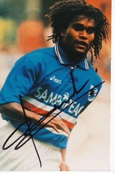 Christian Karembeu    Sampdoria Genua &  Frankreich Weltmeister WM 1998  Fußball Autogramm Foto original signiert 