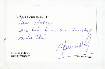 Oscar Heisserer † 2004 Frankreich WM 1938   Fußball Autogramm Karte  original signiert 