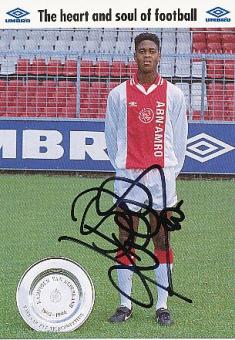 Patrick Kluivert   Ajax Amsterdam  Fußball Autogrammkarte original signiert 
