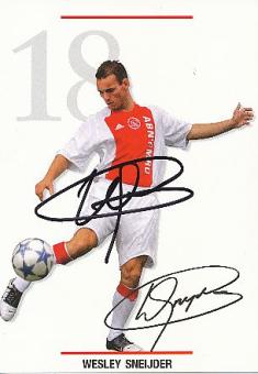 Wesley Sneijder  Ajax Amsterdam  Fußball Autogrammkarte original signiert 