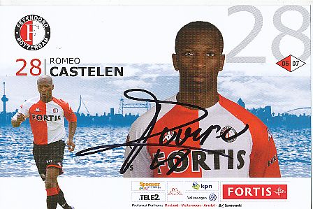 Romeo Castelen   Feyenoord Rotterdam  Fußball Autogrammkarte original signiert 