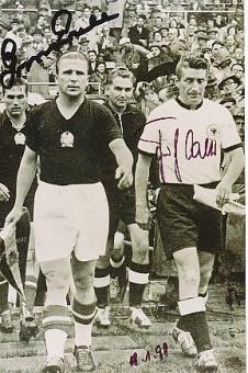 Fritz Walter † 2004 DFB Weltmeister WM 1954  &  Gyula Grosics † 2014  Ungarn  WM 1954  Fußball Autogramm Foto original signiert 