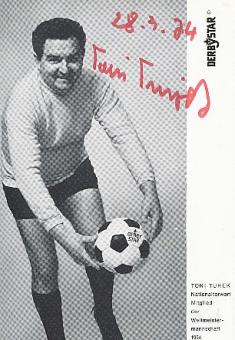 Toni Turek † 1984  DFB Weltmeister WM 1954  Fußball Autogrammkarte  original signiert 