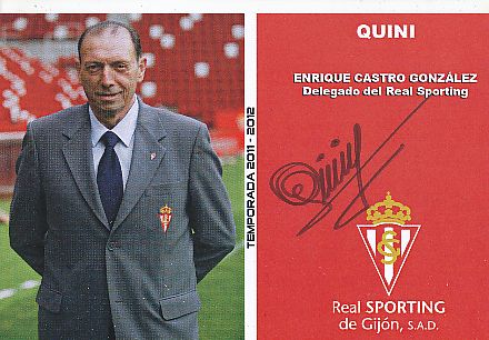 Quini † 2018   Real Sporting de Gijon  Fußball Autogrammkarte original signiert 