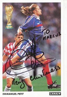 Emmanuel Petit  Frankreich  Weltmeister WM 1998  Fußball Autogrammkarte original signiert 