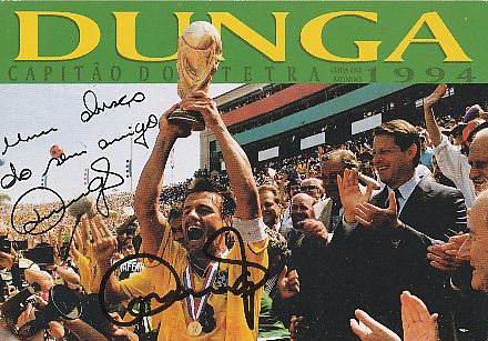 Carlos Dunga   Brasilien Weltmeister WM 1994  Fußball Autogrammkarte original signiert 