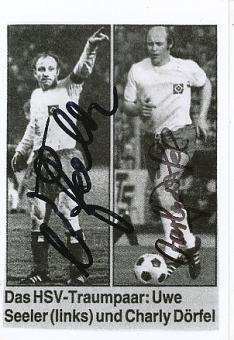 Uwe Seeler † 2022 & Charly Dörfel  Hamburger SV  Fußball Autogramm Foto original signiert 