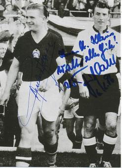 Ferenc Puskas † 2006  Ungarn & Fritz Walter † 2004 DFB Weltmeister WM 1954  Fußball Autogramm Foto original signiert 