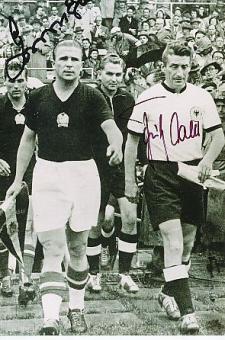 Gyula Grosics † 2014  Ungarn   WM 1954 &  Fritz Walter † 2004 DFB Weltmeister WM 1954  Fußball Autogramm Foto original signiert 
