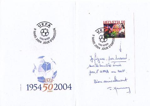 Willy Kernen † 2009  Schweiz WM 1954   Fußball Autogramm Blatt  original signiert 