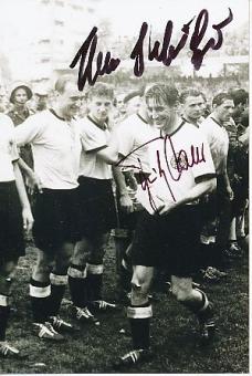 Hans Schäfer † 2017 & Fritz Walter † 2002 DFB Weltmeister WM 1954  Fußball Autogramm  Foto original signiert 