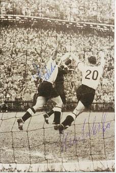 Helmut Rahn † 2003  &  Hans Schäfer † 2017 DFB Weltmeister WM 1954  Fußball Autogramm  Foto original signiert 