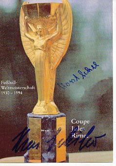 Horst Eckel † 2021 &  Hans Schäfer † 2017  DFB Weltmeister WM 1954   Fußball Autogrammkarte  original signiert 