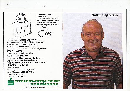 Zlatko "Cik" Cajkovski † 1998    Grazer AK  Fußball Autogrammkarte original signiert 