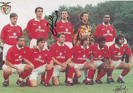 Benfica Lissabon 1995/96  Mannschaftskarte  Fußball Autogrammkarte  original signiert 