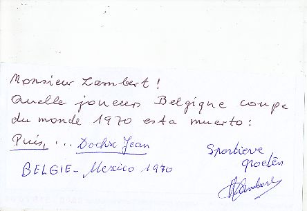 Jean Dockx † 2002 Belgien  Fußball Autogramm Blatt  original signiert 