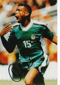 Sunday Oliseh  Nigeria  WM 1998  Fußball Autogramm Foto original signiert 