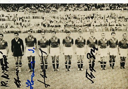 Raijko Mitic, Vladimir Beara, Ivica Horvat  Jugoslawien WM 1954  Fußball Autogramm Foto original signiert 