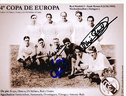 Alfredo Di Stefano † 2014 & Francisco Gento † 2022   Real Madrid    Fußball Autogramm Foto original signiert 