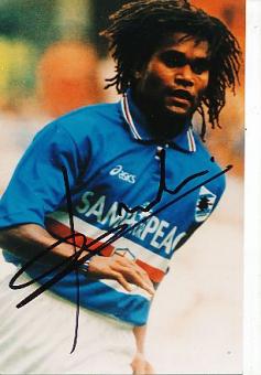 Christian Karembeu    Sampdoria Genua &  Frankreich Weltmeister WM 1998  Fußball Autogramm Foto original signiert 