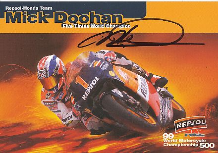 Mick Doohan  Australien 5 x Weltmeister  Motorrad Sport Autogrammkarte  original signiert 